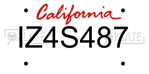 IZ4S487 California License Plate