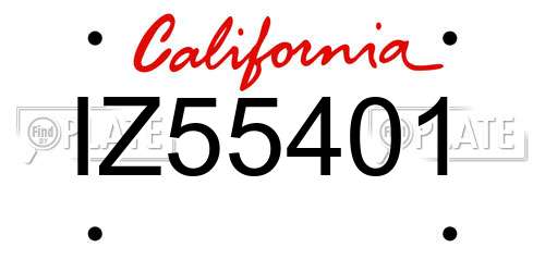 IZ55401 California License Plate