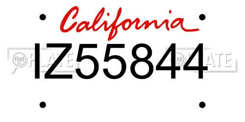 IZ55844 California License Plate