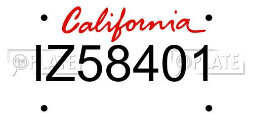 IZ58401 California License Plate