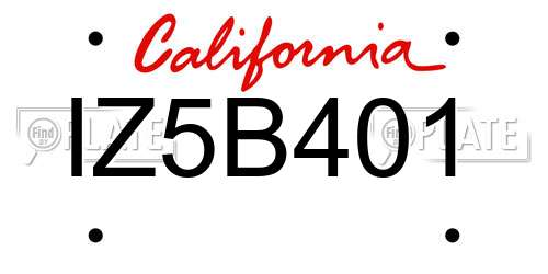 IZ5B401 California License Plate