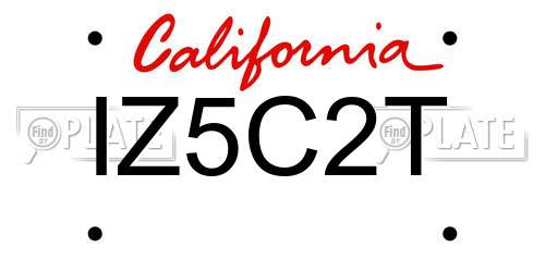 IZ5C2T California License Plate