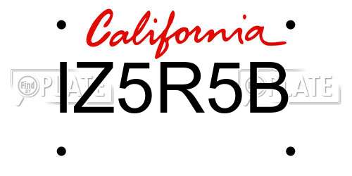 IZ5R5B California License Plate