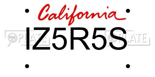 IZ5R5S California License Plate