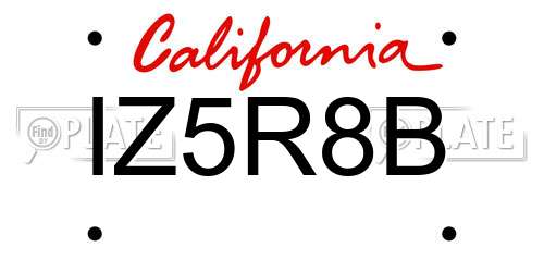 IZ5R8B California License Plate