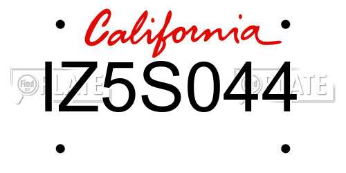 IZ5S044 California License Plate