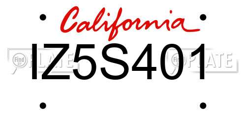 IZ5S401 California License Plate