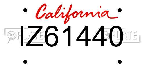 IZ61440 California License Plate