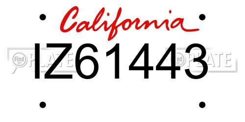 IZ61443 California License Plate