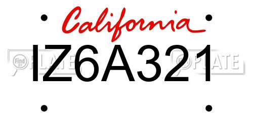 IZ6A321 California License Plate