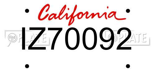 IZ70092 California License Plate