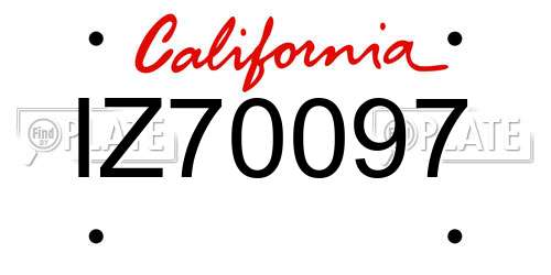 IZ70097 California License Plate