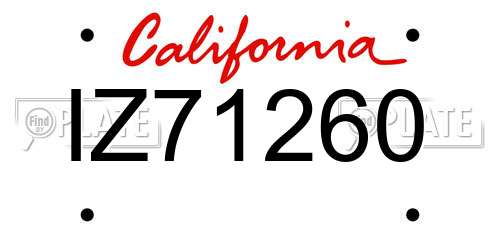 IZ71260 California License Plate