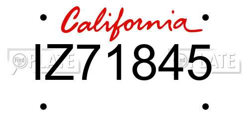 IZ71845 California License Plate