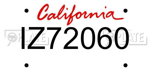 IZ72060 California License Plate