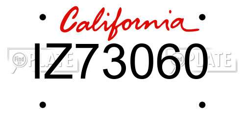 IZ73060 California License Plate