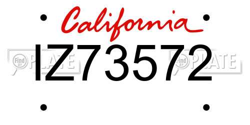 IZ73572 California License Plate