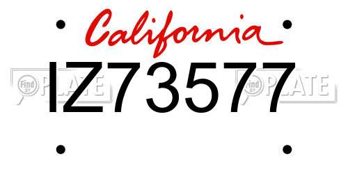 IZ73577 California License Plate