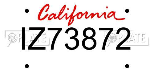 IZ73872 California License Plate