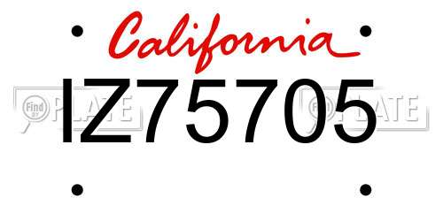 IZ75705 California License Plate