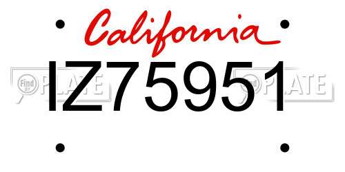 IZ75951 California License Plate