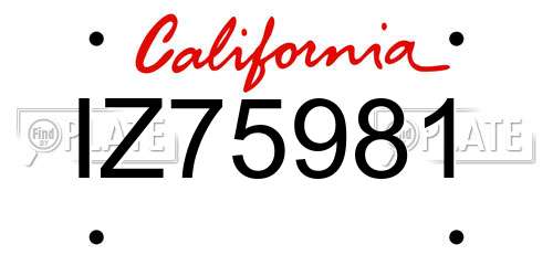IZ75981 California License Plate