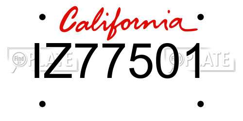 IZ77501 California License Plate