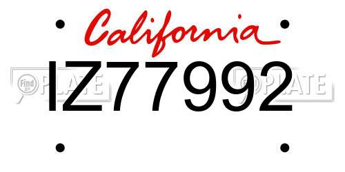 IZ77992 California License Plate