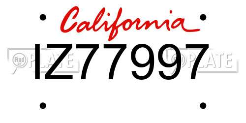 IZ77997 California License Plate