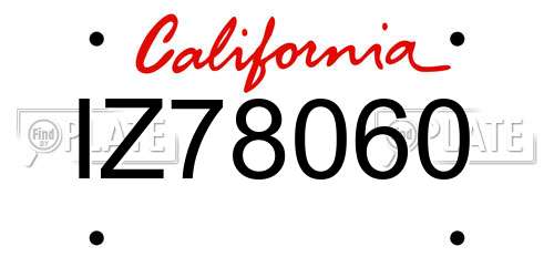 IZ78060 California License Plate