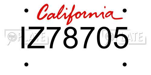 IZ78705 California License Plate