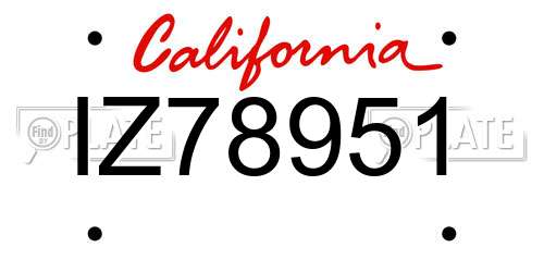 IZ78951 California License Plate