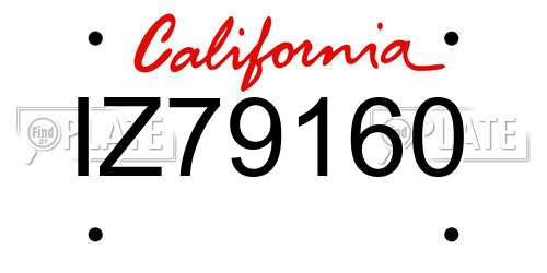 IZ79160 California License Plate