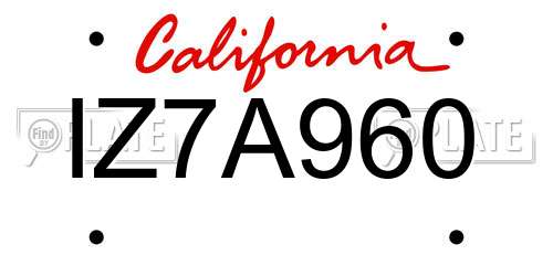 IZ7A960 California License Plate