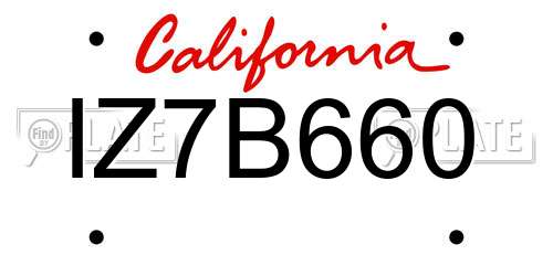 IZ7B660 California License Plate