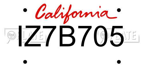 IZ7B705 California License Plate