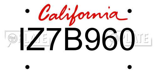 IZ7B960 California License Plate