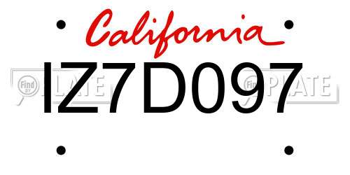 IZ7D097 California License Plate