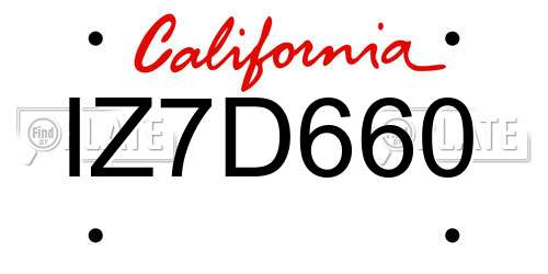 IZ7D660 California License Plate