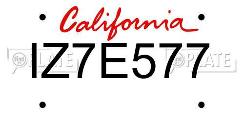 IZ7E577 California License Plate