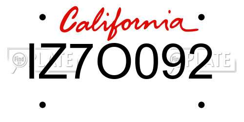 IZ7O092 California License Plate