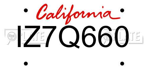 IZ7Q660 California License Plate