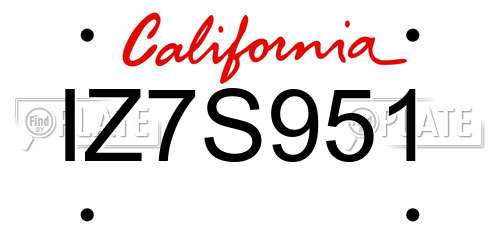 IZ7S951 California License Plate