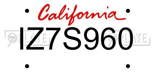 IZ7S960 California License Plate