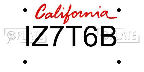 IZ7T6B California License Plate