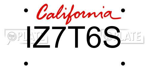 IZ7T6S California License Plate