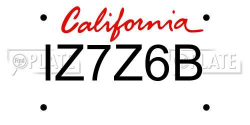 IZ7Z6B California License Plate