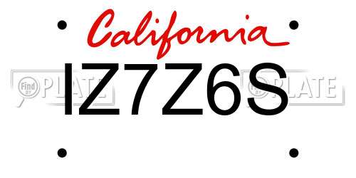 IZ7Z6S California License Plate
