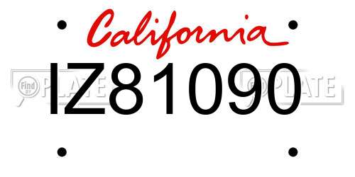 IZ81090 California License Plate