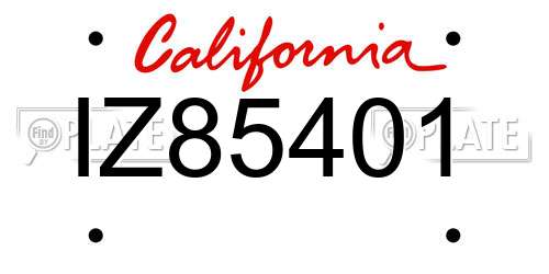 IZ85401 California License Plate
